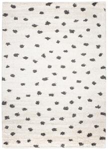 Makro Abra Kusový koberec Shaggy DELHI 4076A Puntíky Tečkovaný krémový šedý Rozměr: 60x100 cm