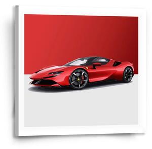 Sablio Obraz Ferrari na červenobílé - 50x50 cm