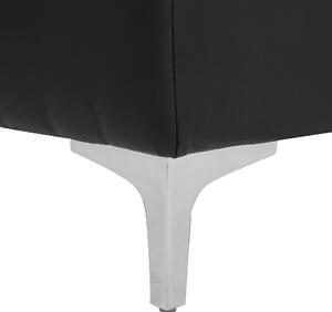 Rozkládací sedací souprava tvaru U s taburetem, z černé ekokůže ABERDEEN