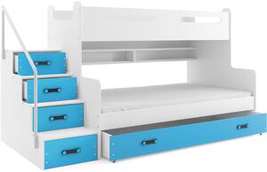 Patrová postel MAX 3 120x200 cm, bílá/modrá