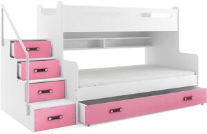 Patrová postel MAX 3 120x200 cm, bílá/růžová