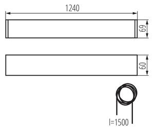 KANLUX Závěsné osvětlení pro LED trubice T8 AMADEUS, 1xG13, 36W, 124x150x6cm, černé, mikroprizmatický difuz 28450