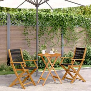 3dílný bistro set černý polypropylen a masivní dřevo 3281793