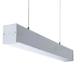KANLUX Závěsné moderní svítidlo AMADEUS, 1xT8, G13, 18W, 63x150x7cm, stříbrné, matný difuzor 27412