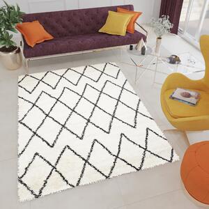 Makro Abra Kusový koberec Shaggy DELHI 6061A krémový černý Rozměr: 60x100 cm