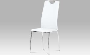 Jídelní židle koženka bílá / chrom DCL-419 WT