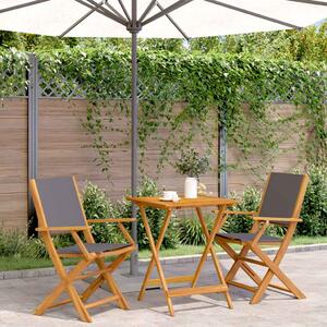 3dílný bistro set antracitový textil a masivní dřevo 3281809