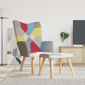 Relaxační křeslo se stoličkou patchwork textil 328184