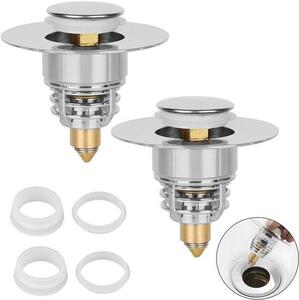 Ibenzoa® Sada 2 kusů výsuvných sifonů z nerezové oceli – univerzální pro umyvadla a vany, 32–40 mm, s sítkem a vícevrstvým silikonovým těsněním