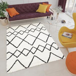 Makro Abra Kusový koberec Shaggy DELHI 6131B krémový černý Rozměr: 60x100 cm