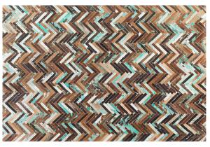 Patchwork koberec z hovězí kůže v hnědo-modrých odstínech 140x200 cm AMASYA