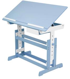 Tectake Psací stůl výškově nastavitelný 109x55x63-94 cm modrá