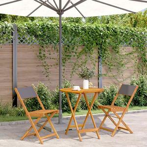 3dílný bistro set antracitový textil a masivní dřevo 3281845