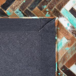 Patchwork koberec z hovězí kůže v hnědo-modrých odstínech 160x230 cm AMASYA