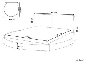 Luxusní bílá kruhová postel z pravé kůže 180x200 cm LAVAL