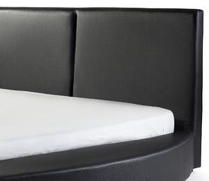 Luxusní černá kruhová postel z pravé kůže 180x200 cm LAVAL