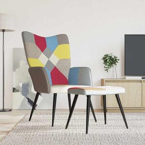 Relaxační křeslo se stoličkou patchwork textil 328186