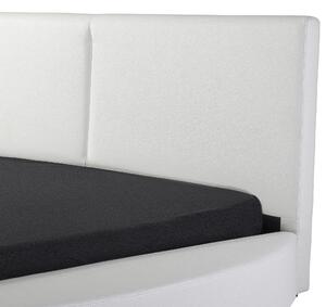 Luxusní bílá kruhová postel z pravé kůže 180x200 cm LAVAL