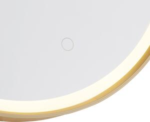 Kulaté koupelnové zrcadlo zlaté 50 cm vč. LED s dotykovým stmívačem - Miral