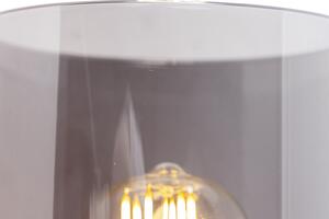 Designové nástěnné svítidlo černé s kouřovým sklem - Dome