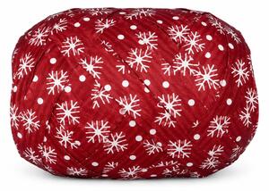 Vánoční vázací stuha MEGA NATURO RED Vločky bílé (velké Mega klubko)10mm x 12m