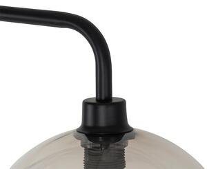 Moderní stojací lampa černá s kouřovým stínidlem - Maly