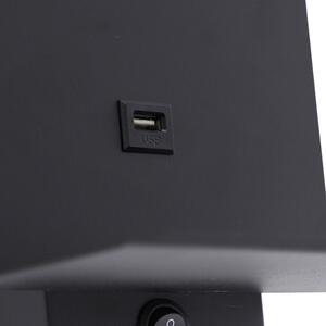 Moderní nástěnná lampa černá včetně USB připojení - Flero