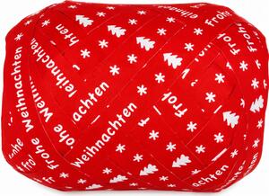 Vánoční vázací stuha Frohe Weihnachten – červená s bílým potiskem 10mm x 20m