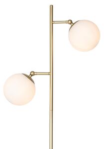Art Deco stojací lampa zlatá s matným sklem 2-světlo - Pallon