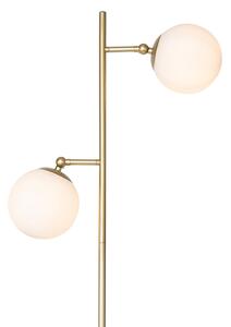 Art Deco stojací lampa zlatá s matným sklem 2-světlo - Pallon