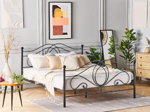 Kovová postel 140 x 200 cm černá LYRA