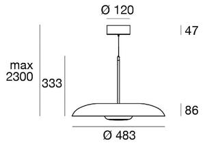 Linea Light Závěsné LED světlo Basin_P, bílá, kov, Ø 49 cm, IP40, stmívatelný, Bílá / opál, Obývací pokoj / jídelna, Hliník, Moderní