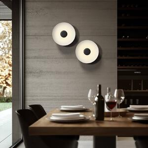 Linea Light LED stropní svítidlo Basin_P, černé, kov, Ø 48 cm, stmívatelný, Černá, Obývací pokoj / jídelna, Hliník, Moderní