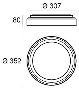 Linea Light LED nástěnné světlo Iside, bílé, kov, Ø 35 cm, IP40, stmívatelný, Bílá / opál, Obývací pokoj / jídelna, kov, Moderní