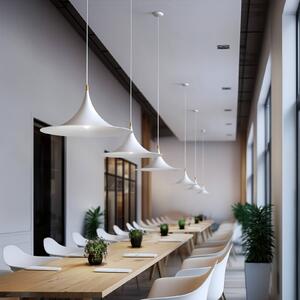 Linea Light Závěsné světlo Morgana, bílá/nikl, kov, Ø 48 cm, E27, stmívatelný, Bílá / opál, Obývací pokoj / jídelna, Hliník, Moderní