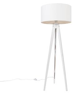 Moderní stojací lampa stativ bílá s bílým odstínem 50 cm - Tripod Classic