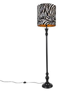 Stojací lampa černá s odstínem zebra design 40 cm - Classico