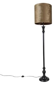 Klasická stojací lampa černá s hnědým odstínem 40 cm - Classico