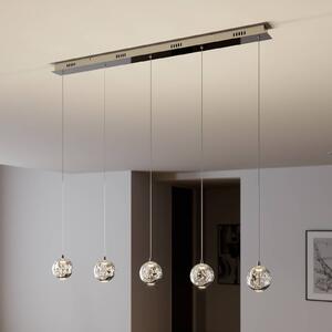 Lucande LED závěsné svítidlo Hayley, 96 cm, 5 světel, chrom, sklo, Čirá / transparetní, Obývací pokoj / jídelna, Sklo, Moderní