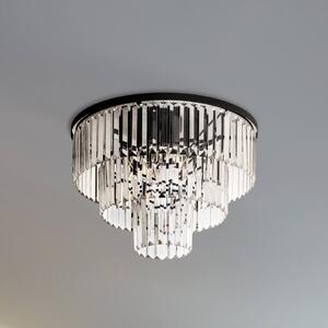 Nowodvorski Lighting Stropní světlo Cristal, transparentní/černé, Ø 56 cm, stmívatelný, Čirá / transparetní, Obývací pokoj / jídelna, Sklo