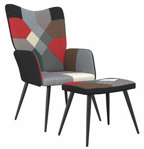 Relaxační křeslo se stoličkou patchwork textil 328198