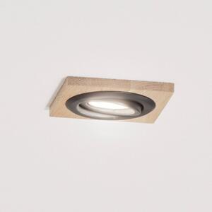 Lamkur Stropní vestavná svítidla Tobby, 10 x cm, sada 3 ks, dubové dřevo GU10, stmívatelný, Světlé dřevo, Obývací pokoj / jídelna, Dřevo, Skandinávský, Zapuštěné hranaté