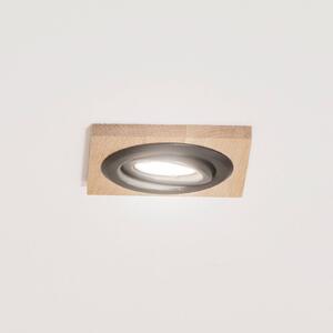 Lamkur Stropní svítidlo Tobby, 10 x cm, dubové dřevo, GU10, stmívatelný, Světlé dřevo, Obývací pokoj / jídelna, Dřevo, Skandinávský, Zapuštěné hranaté