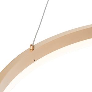 Designová prstenová závěsná lampa zlatá 80 cm včetně LED a stmívače - Anello