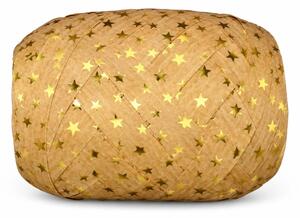 Vánoční vázací stuha MEGA NATURO Hvězdy zlaté (velké Mega klubko)10mm x 12m