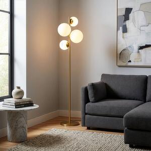 Opviq Stojací lampa Fazli, zlatá, sklo/kov, výška 162 cm, E14, Mosaz / zlato, Obývací pokoj / jídelna, kov