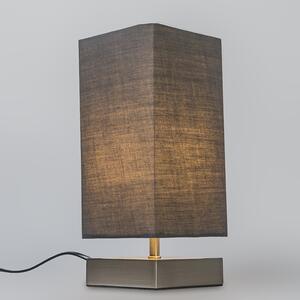 Moderní stolní lampa šedá s ocelí - Milo