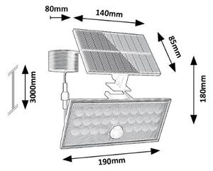 RABALUX 77129 Zavod solární nástěnné svítidlo/reflektor se senzorem LED 8W/800lm 5000K IP65 černá