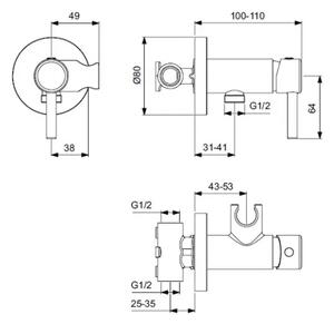 Ideal Standard A5809AA - Bidet. baterie pro podom. instalaci IDEALSPRAY l. chrom
