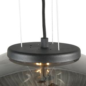 Designová závěsná lampa černá s kouřovým sklem - Bliss